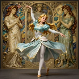 zelda triforce princess, dance, intricate, elegant, highly detailed, digital painting, artstation, concept art, smooth, sharp focus, illustration, art by artgerm and greg rutkowski and alphonse mucha and william - adolphe bouguereau
