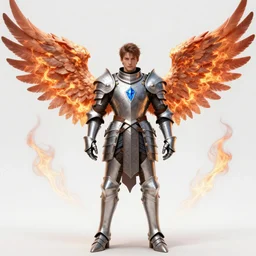 fantasy character portrait, bright armor male human knight with burning!!!!! + angel wings, ultra realistic, wide angle, intricate details, sapphire artifacts, sharp focus, highly detailed by peter mohrbacher, hajime sorayama, wayne barlowe, boris vallejo, aaron horkey, gaston bussiere, craig mullins