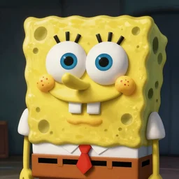 face photo of a real man who resembles spongebob