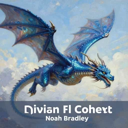 a painting of a blue dragon flying through the sky, a detailed painting by Noah Bradley, deviantart contest winner, fantasy art, iridescent, detailed painting, majestic