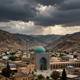 Islamic architecture in a valley, dramatic sky, digital art, 4k, 8k, trending on ArtStation