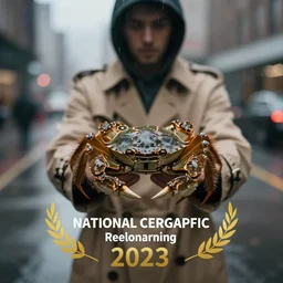 hd masterpiece lensraiblur rainy moody cityscene with crabs in trenchcoats, national geographic, instagram, High quality award winning photography
