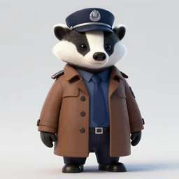 image of a humanoid inspector badger with a brown trenchcoat as an npc in spyro the dragon video game, with low poly playstation 1 graphics, upscaled to high resolution
