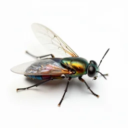 a close up of a colorful insect on a white background, a hologram by ryusei kishida,, featured on flickr, holography, macro photography, irridescent, anaglyph filter