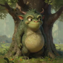 a tree creature smirks, highly detailed, digital painting, artstation, concept art, smooth, sharp focus, illustration, art by artgerm, greg rutkowski and alphonse mucha