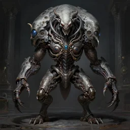 professional concept art symmetrical portrait of a horrendous mechanical predatory species in a dark room by artgerm and greg rutkowski. an intricate, elegant, highly detailed digital painting, concept art, smooth, sharp focus, illustration, in the style of cam sykes.