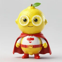 a photo of a humanoid lemon with lemonade eyes and a lemon body in a superhero costume, photorealistic, hd, 8 k