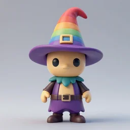 a wizard with a rainbow multicolored wizard hat vinyl figure, nendroid