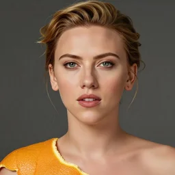 scarlett johansson as an orange fruit peel, realistic, portrait, detailed