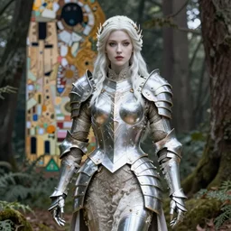 a masterpiece ultrarealistic ultradetailed portrait of a incredibly beautiful armored princess with incredible skyrim armor. baroque renaissance. in forest. medium shot, intricate, elegant, highly detailed. trending on artstation, digital art, by stanley artgerm lau, wlop, rossdraws, james jean, andrei riabovitchev, marc simonetti, yoshitaka amano. background by james jean and gustav klimt, light by julie bell, 4 k, porcelain skin.