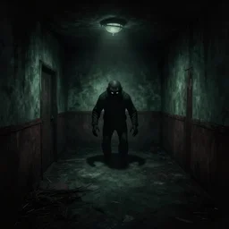 a video game of being lost in the endless backrooms while a monster stalks you, scary, ghost hunting, creepy vibe, dark,