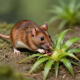 mouse being eaten by a carnivorous plant.