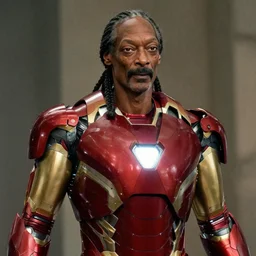 film still of Snoop Dogg as Iron Man in the new Avengers film