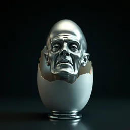 vin diesel head in egg cup, silver egg cup, head is an egg, hyper detailed, digital art, artstation, cinematic lighting, studio quality, smooth render, by boris vallejo, android jones, artgerm, caravaggio