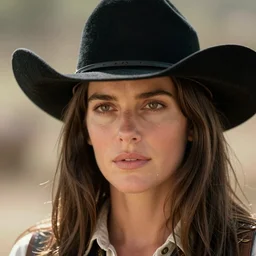 Closeup of Sandra bullock wearing a black cowboy hat in wild wild west 1999, stock photo