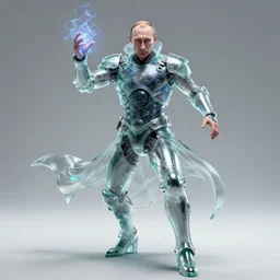 a portrait of a dead putin magician in glass armor releasing spell, full height, moving forward, cyberpunk concept art, trending on artstation, highly detailed, intricate, sharp focus, digital art, 8 k