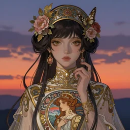 anime girl, twilight sunset backdrop, art by mappa and ilya kuvshinov, portrait, intricate, highly detailed, digital painting, digital art, trending on pixiv fanbox, trending on artstation, concept art, sharp focus, illustration art by artgerm and greg rutkowski and alphonse mucha