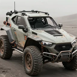 futuristic scavenger car, close up liam brazier, raw, featured on artstation, octane render, cinematic, rugged, intricate, 8 k