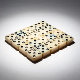 antique dominoes set, commercial catalog photo, isolated on a pure white background, centered, entire object in frame, sharp focus, soft studio lighting