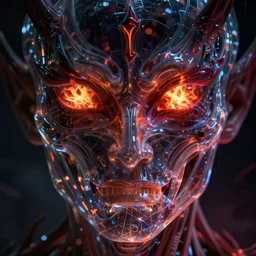 the destroyer of souls, demonic eyes, dark and gloomy, glowing vibrant eyes of fire, translucent neon, anatomical details, cinematic by tsutomu nihei, emil melmoth, gustave dore, craig mullins, yoji shinkaw, luis royo