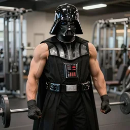 muscular darth vader going to the gym