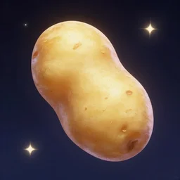 fresh potato floating in the universe, in a style of artstation