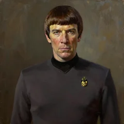 Ethan peck as Spock, oil painting, sad