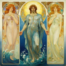 god of ocean, male character design, painting by gaston bussiere, craig mullins, greg rutkowski, alphonse mucha, trending on artstation