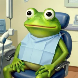 pepe the frog at the dentist by norman rockwell