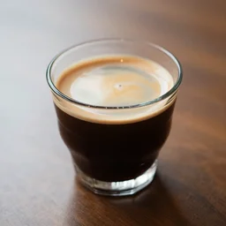 an obsidian glass cup of coffee