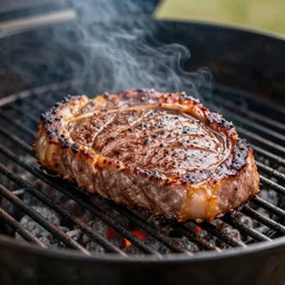 dslr photo portrait still of steak on a bbq pit 8 5 mm f 1. 8
