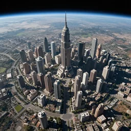 planetwide alien cityscape viewed from outer space