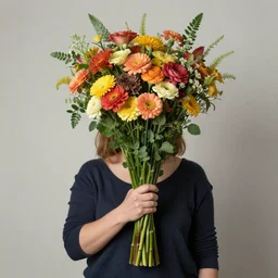 woman with a flower bouquet instead of a head by moebius