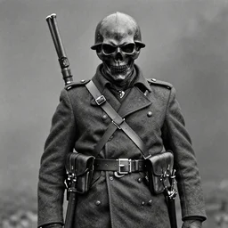 portrait pitch black death god, ww1 photo, grainy, high detail, high resolution,