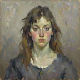 Oil painting Portrait of a girl by Lucian Freud, Abstract brush strokes, Masterpiece