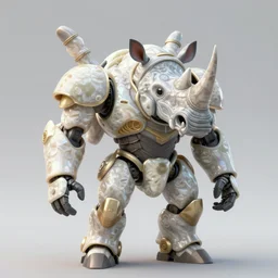 nacreous shell anthropomorphic ninja rhinoceros mecha. mathias kollros mark winters villeneuve lie setiawan lius lasahido manuel castanon. portrait vivid intricate vibrant elaborate inks unreal engine render.
