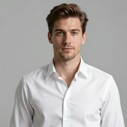 handsome man wearing a white shirt, medium close-up, very detailed, photorealistic, octane render, unreal engine, 4k,