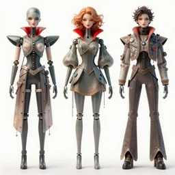 fashion dreamy digital reference sheet ball - jointed! plastic! doll!! weird! sci - fi high fashion clothing! beautiful hair! krenz cushart peter mohrbacher norman rockwell michael cheval gerald brom alphonse mucha beautiful detailed face strange unique design futuristic attire white background wtf! tall red collar
