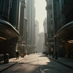 old photograph of sci-fi city street