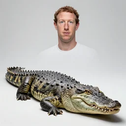 mark zuckerberg with lizard scales on his body like a crocodile