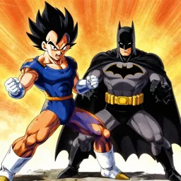 vegeta fighting with batman
