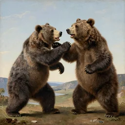 vitalik buterin punching a bear in the throat, renaissance painting