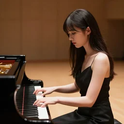litalita playing piano in a concert theater, in the style miyake ise