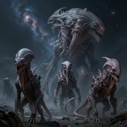 cosmic horror deep space creatures, contrast, deep focus, turnaround, highly detailed, dramatic lighting, digital painting, artstation, concept art, matte, sharp focus, greg rutkowski, illustration.