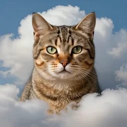 , encorporates elements from Ross Tran, Norman Rockwell, and Leonardo da Vinci. Beautiful clouds|whole cat body|strong facial features|Trending on Artstation