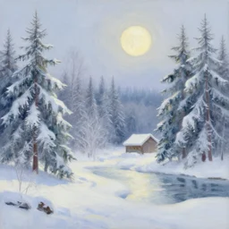 winter wonderland, beautiful realistic painting