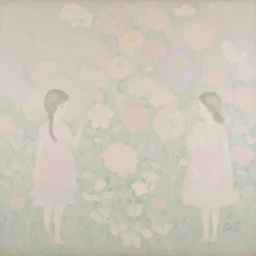 breathtaking delicate painting pattern blend of flowers and girls, by hsiao - ron cheng, bizarre compositions, many exquisite detail, pastel colors, 8 k