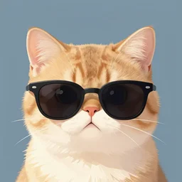 cute cat with sunglasses, artstation trending, digital painting