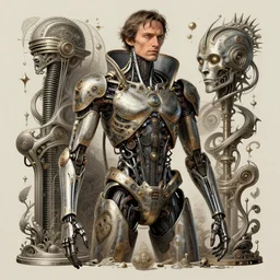 [ cyberpunk android ] elijah wood, by h. r. giger, by karol bak, still - life, artwork, concept art, insanely detailed and intricate, hypermaximalist, elegant, ornate, hyper realistic, super detailed