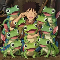 anime, sharp focus, breath taking beautiful, Aesthetically pleasing, newts, happy, funny, silly digital concept art by Hayao Miyazaki and Akira Toriyama and Makoto Shinkai and Studio Ghibli, fine art, official media, anime key visual, high definition, illustration, ambient lighting, HDR, HD, 8K, award winning, trending, featured, masterful, dynamic, energetic, lively, elegant, intricate, complex, highly detailed, Richly textured, Richly Colored, masterpiece.